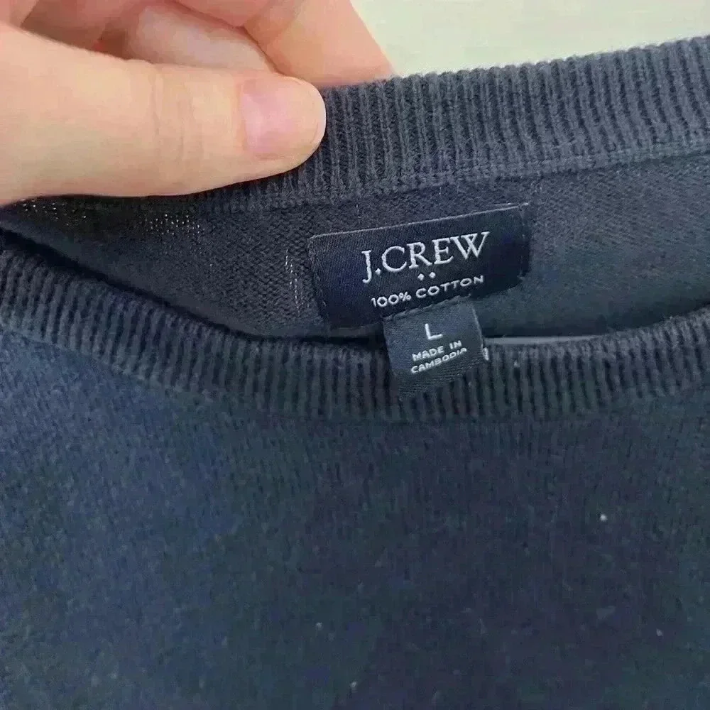 J. crew 100% cotton navy blue crewneck sweater size‎ large